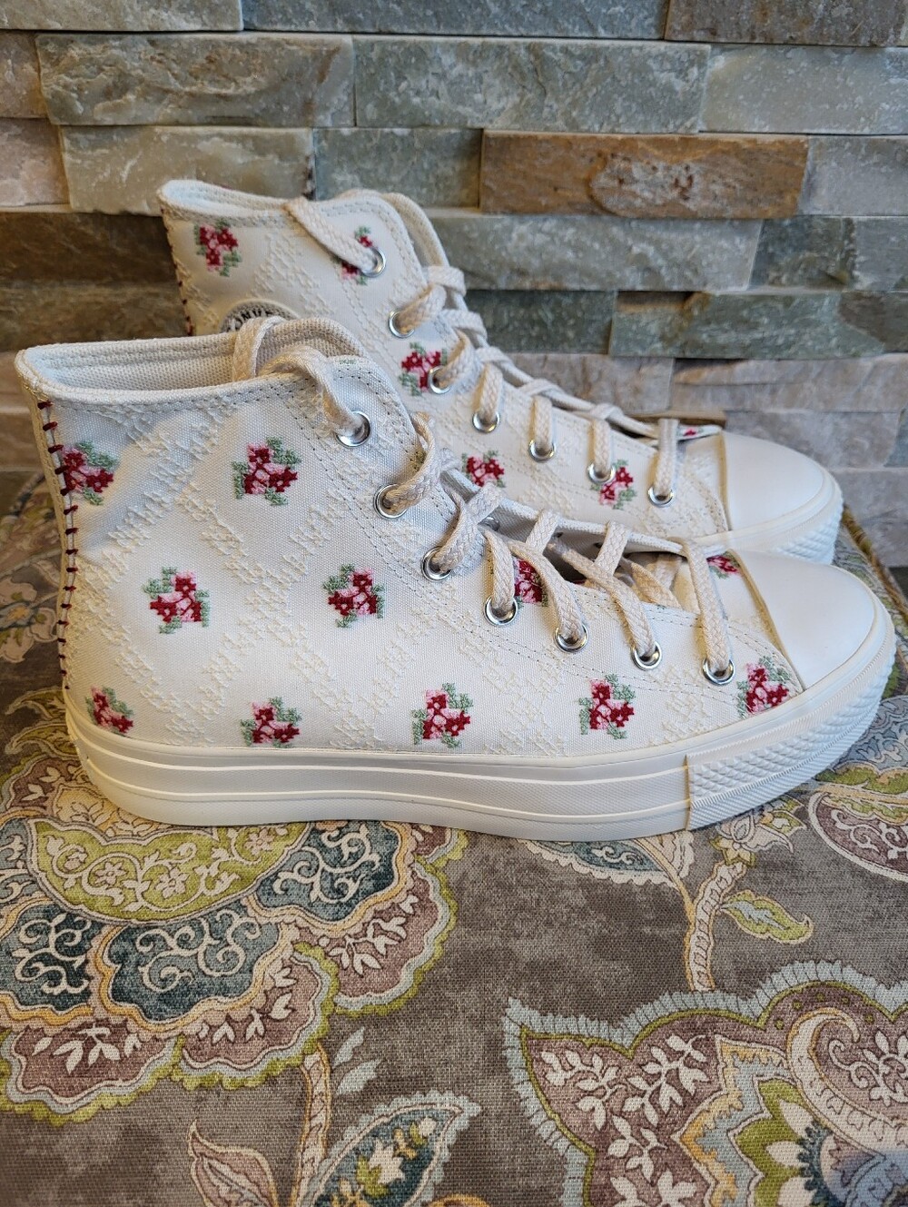 Converse All Star Cross Stitch White High-Top Sneakers